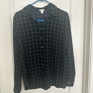 J crew navy and Green Plaid Button-Up Shirt